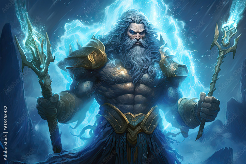 Poseidon God of the Sea illustration mythical, generated ai Stock ...