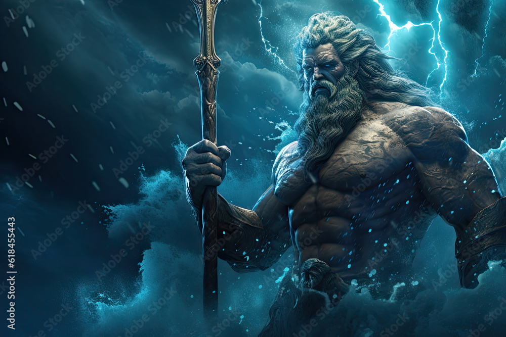 Poseidon God of the Sea illustration mythical, generated ai Stock ...