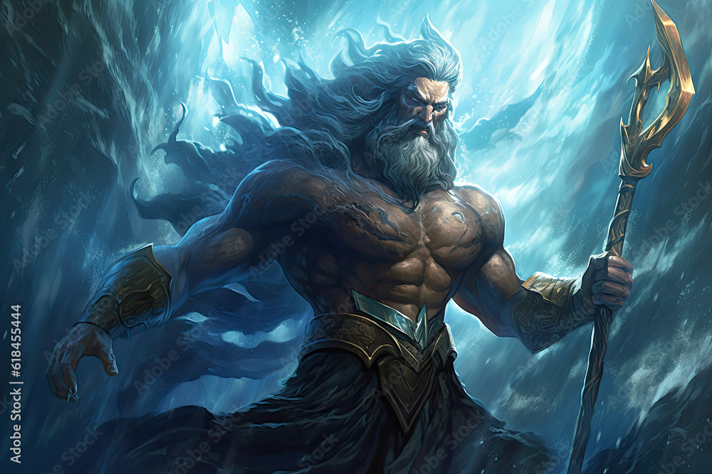 Poseidon God of the Sea illustration mythical, generated ai Stock ...