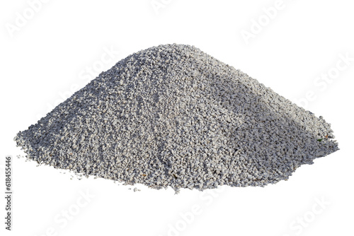 Pile of gravel or stone for construction isolated on white background included clipping path. photo