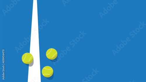 Detail illustration of a blue paddle court an tennis balls on a sunny day. With copy space.  © Francisco Toledo