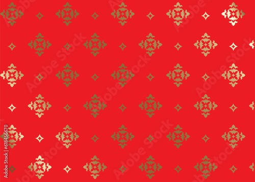 seamless pattern with red flowers, Red and golden abstract asian vector creative motif.Vector illustration. Luxury ornament template. Tender design for gift wrappers, wallpaper, wrapping paper, Vector