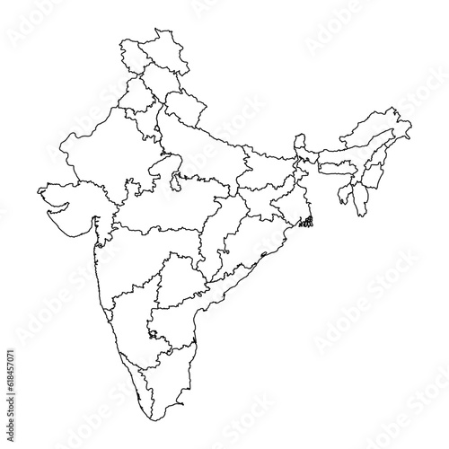 India map with administrative divisions. Vector illustration.