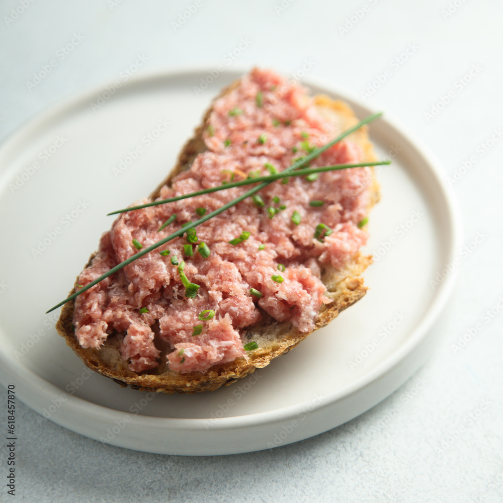 Traditional pork pate or mettwurst Traditional pork pate or mettwurst