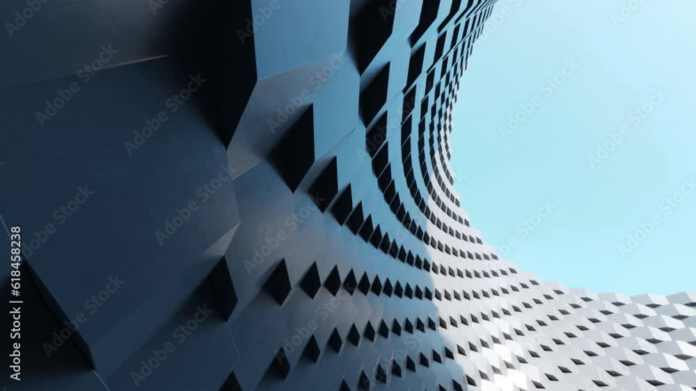 Abstract modern architecture with wavy facade, 3d rendering.