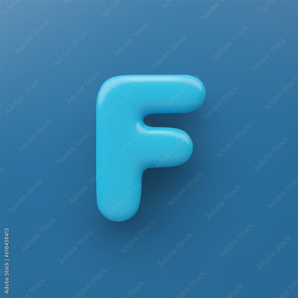3D Blue uppercase letter F with a glossy surface on a blue background . 3D Blue uppercase letter F with a glossy surface on a blue background .