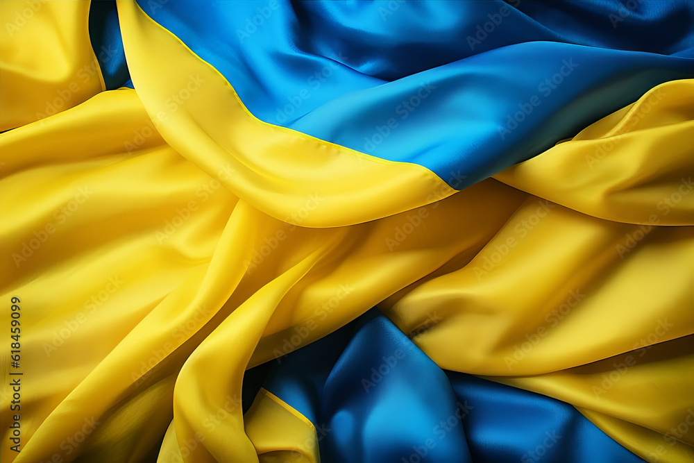 Close up of a scrummbled ukrainian flag Close up of a scrummbled ukrainian flag