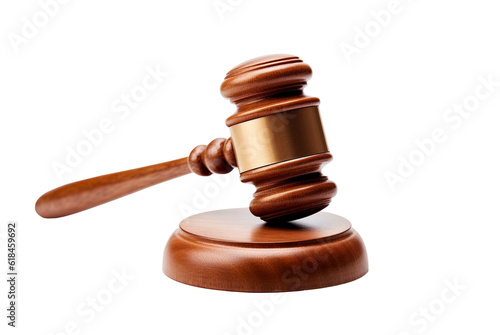 Judicial gavel on a transparent background.