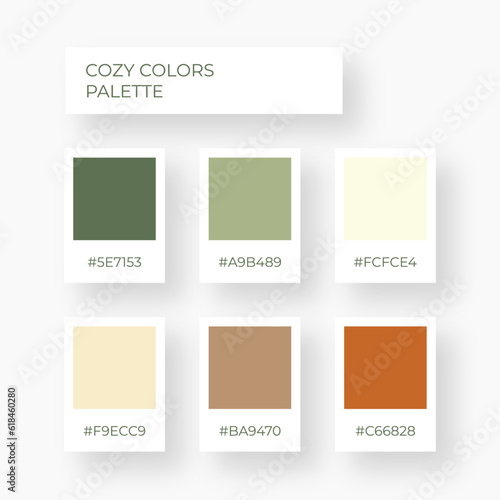 Cozy boho palette. Trendy pallete of color. Cozy color pallete. Swatch summer candy shade tone with hex code. Nft pastel colors. Super trendy color	
