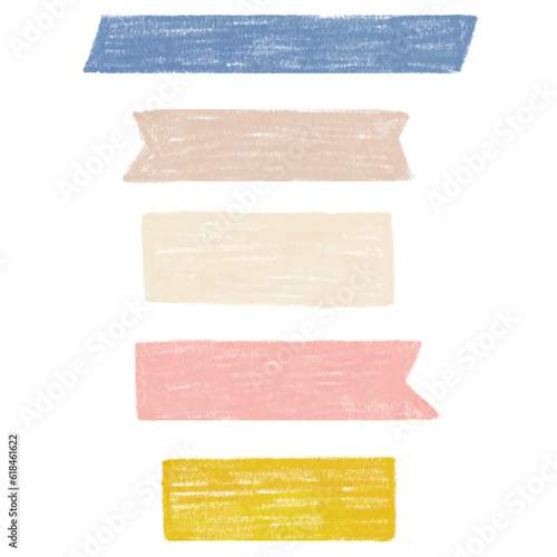 Hand drawn Old mini washi tape strips. Retro masking washy tape isolated. Pencil texture handdrawn style