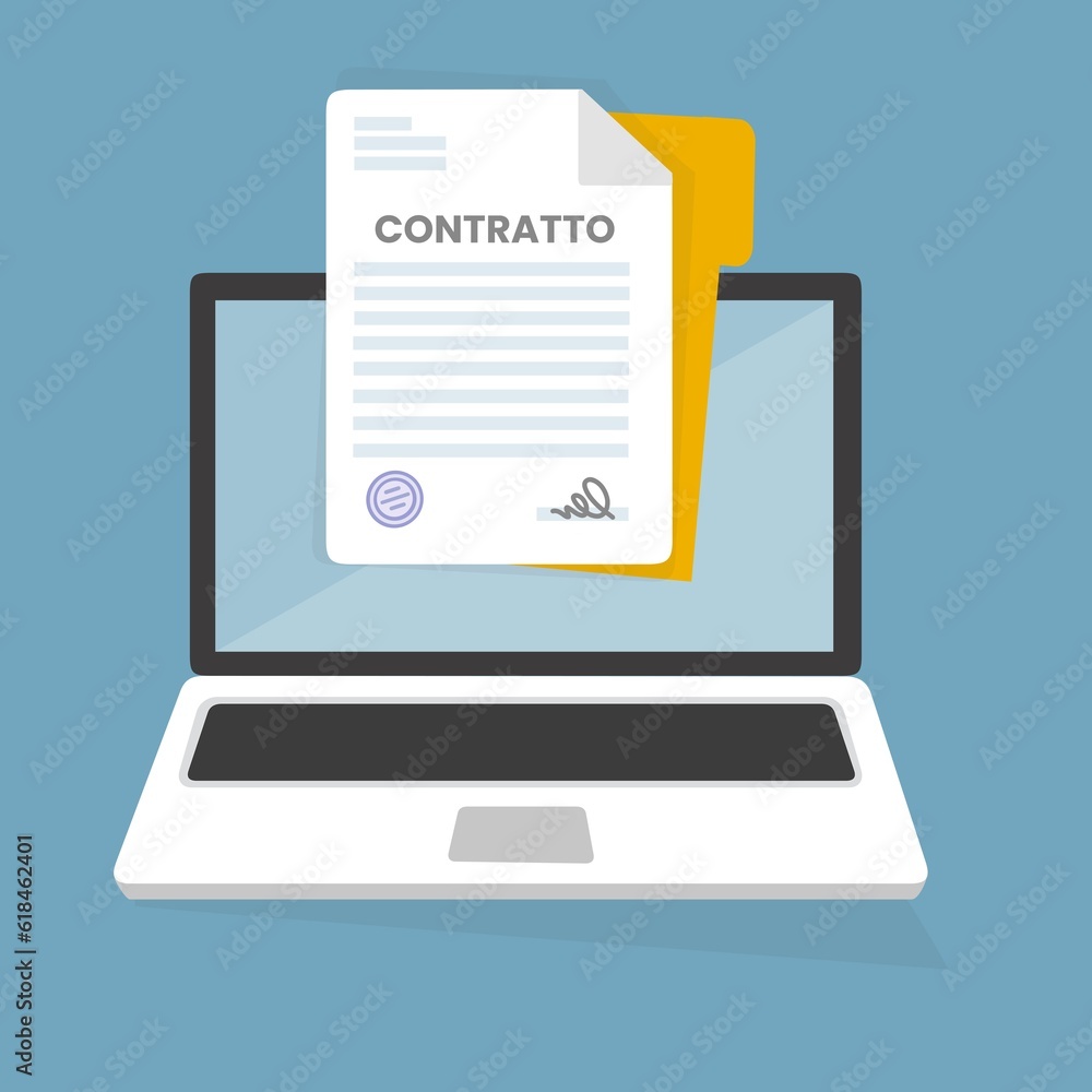 Contratto d'affari con firma. Stile piatto. Illuatratio illustrazioni Contratto d'affari con firma. Stile piatto. Illuatratio illustrazioni
