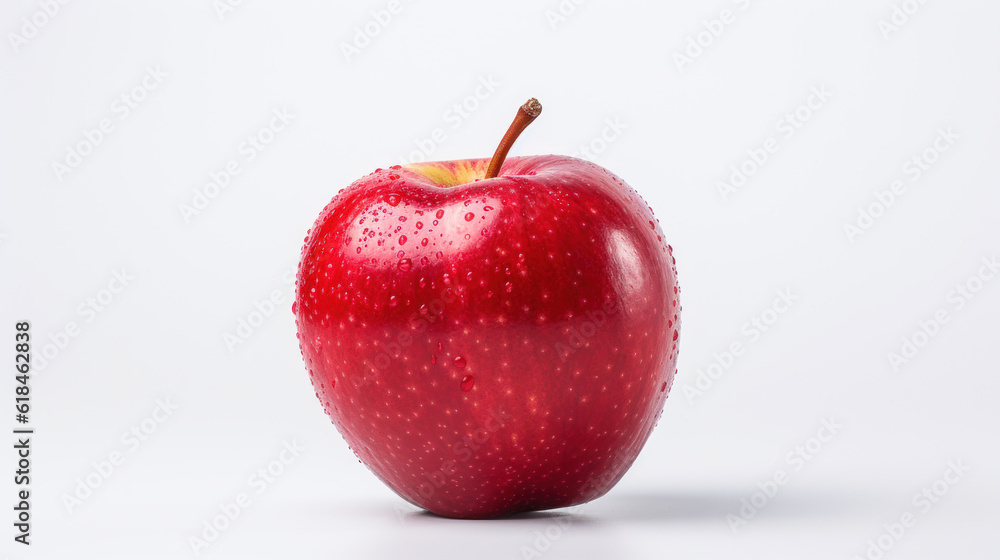 Crimson Elegance: Red Apple on White. Generative AI Crimson Elegance: Red Apple on White. Generative AI