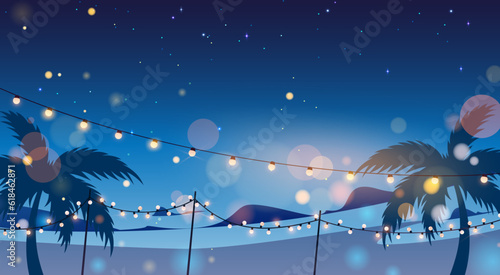 colorful hanging light for the party on the beach