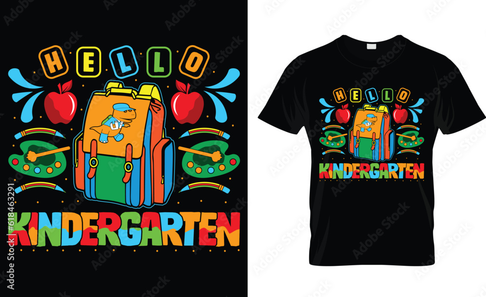 Hello kindergarten t-shirt design vector template Hello kindergarten t-shirt design vector template
