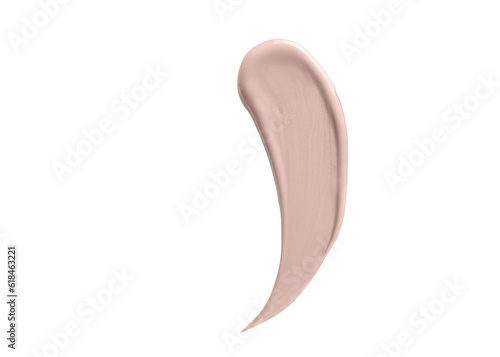 Rose Beige Liquid Foundation cosmetic swipe smear smudge isolated on transparent background. rose beige color brush stroke close up. Makeup cream texture background