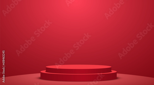 red podium in the red room

