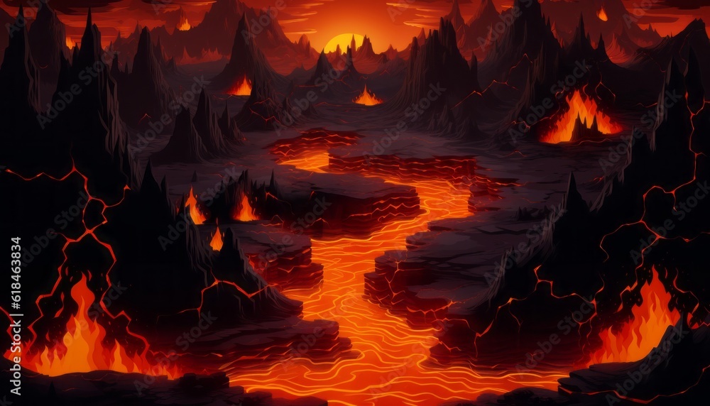 the infernal pits of hell valleys of fire lakes of fire vector image