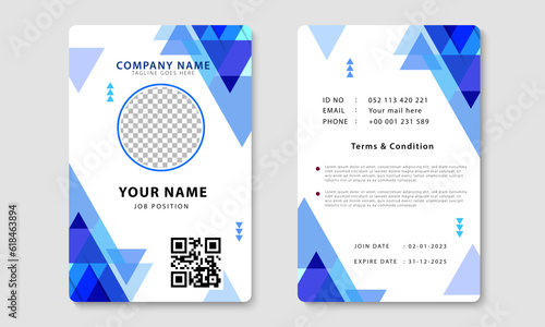 Modern corporate identity card design template. Company employee ID card design. Vector