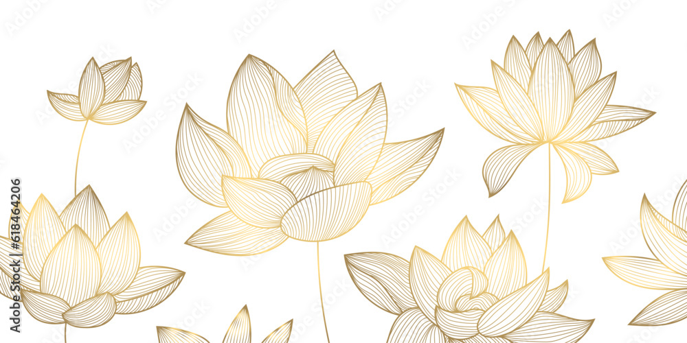 Golden Lotus Pattern Print Dress