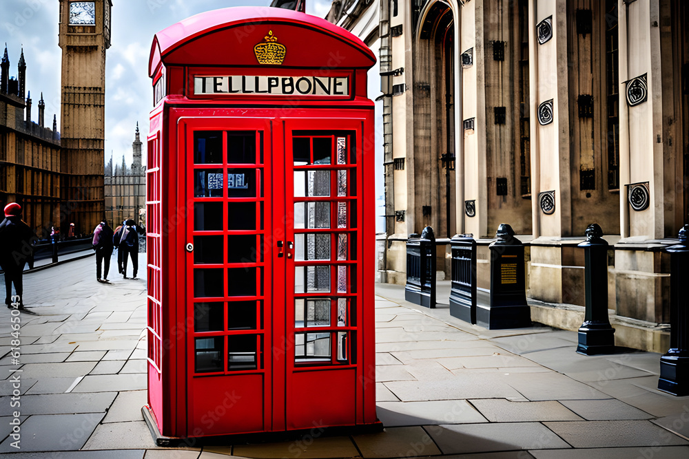 Obraz premium red telephone box
