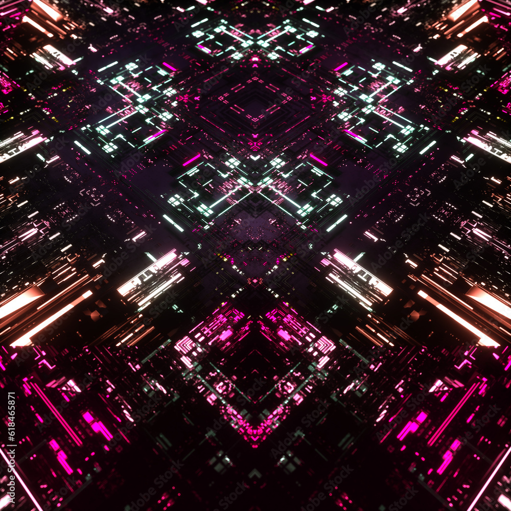 Digital Microchip Computer Motherboard Abstract Blockchain Crypto Processor 3d Lights Background Digital Microchip Computer Motherboard Abstract Blockchain Crypto Processor 3d Lights Background