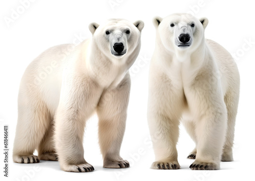 two polar bear as family couple  isolated background. Generative Ai