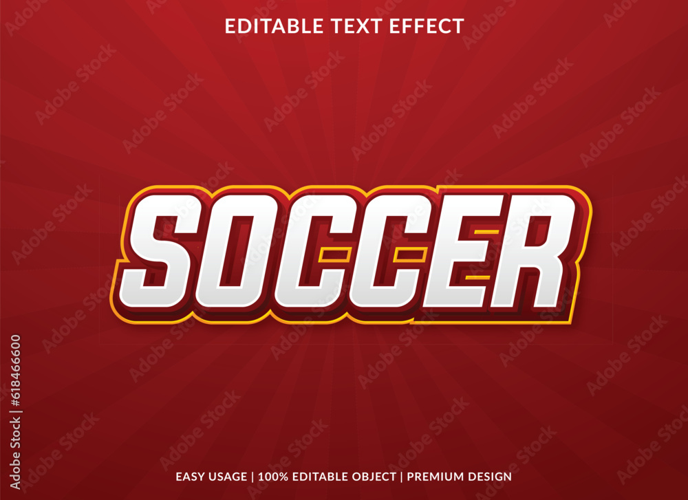 soccer editable text effect template with abstract background use for business brand and logo