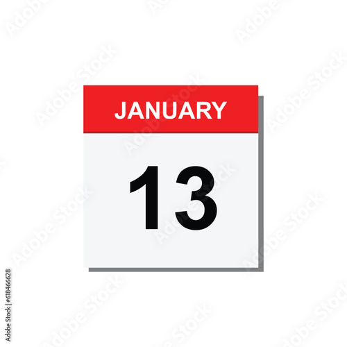 calender icon, 13 january icon with yellow background 