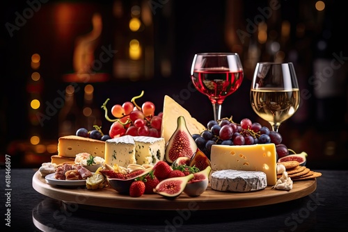 Leinwand Poster Cheese and Wine Pairing