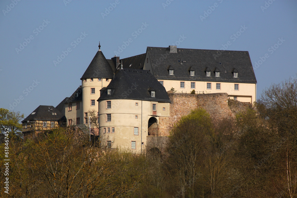 Ebernburg Castle on top of Bad Münster am Stein-Ebernburg in Germany