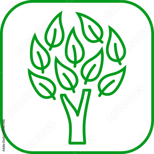 green tree eco logo icon. Simple tree decor line vector image. Ecological icon. Ecology, environmental protection. Isolated black and white tree in lineart style.