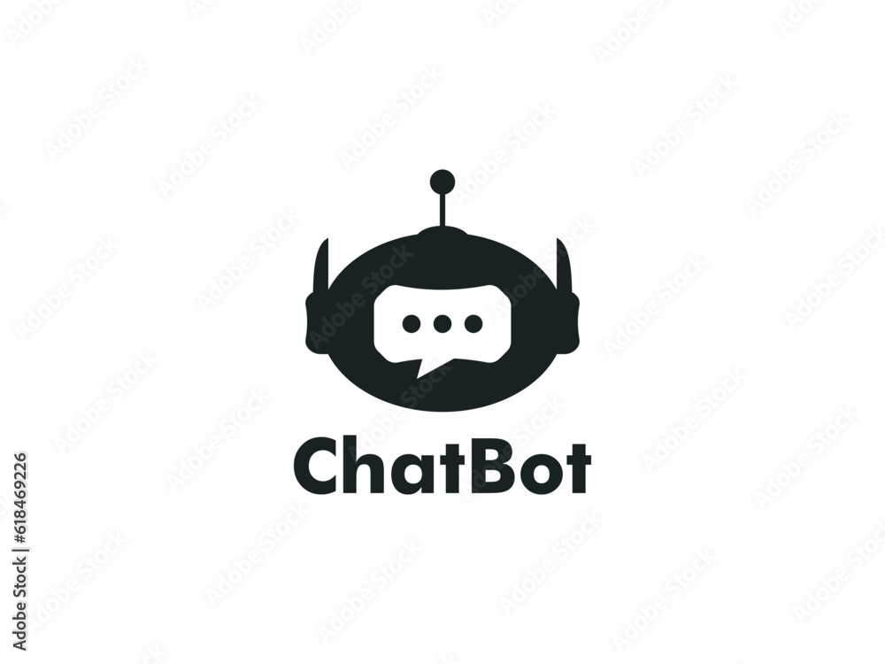 Obraz premium Robot Chat or Chat Bot logo. modern conversation automatic technology logo design vector template