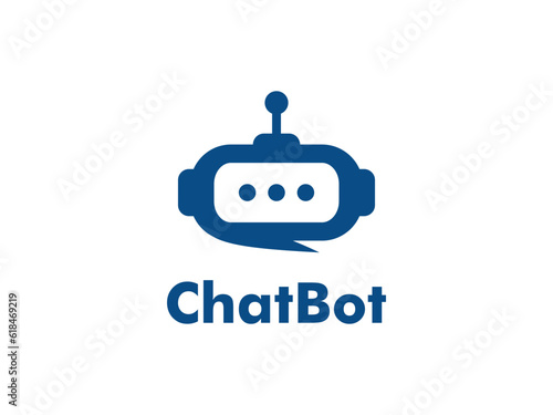 Robot Chat or Chat Bot logo. modern conversation automatic technology logo design vector template