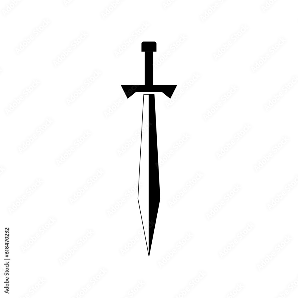 Black Sword on transparent background. Crossed Knight Sword Ancient Weapon Cartoon Design Black Sword on transparent background. Crossed Knight Sword Ancient Weapon Cartoon Design