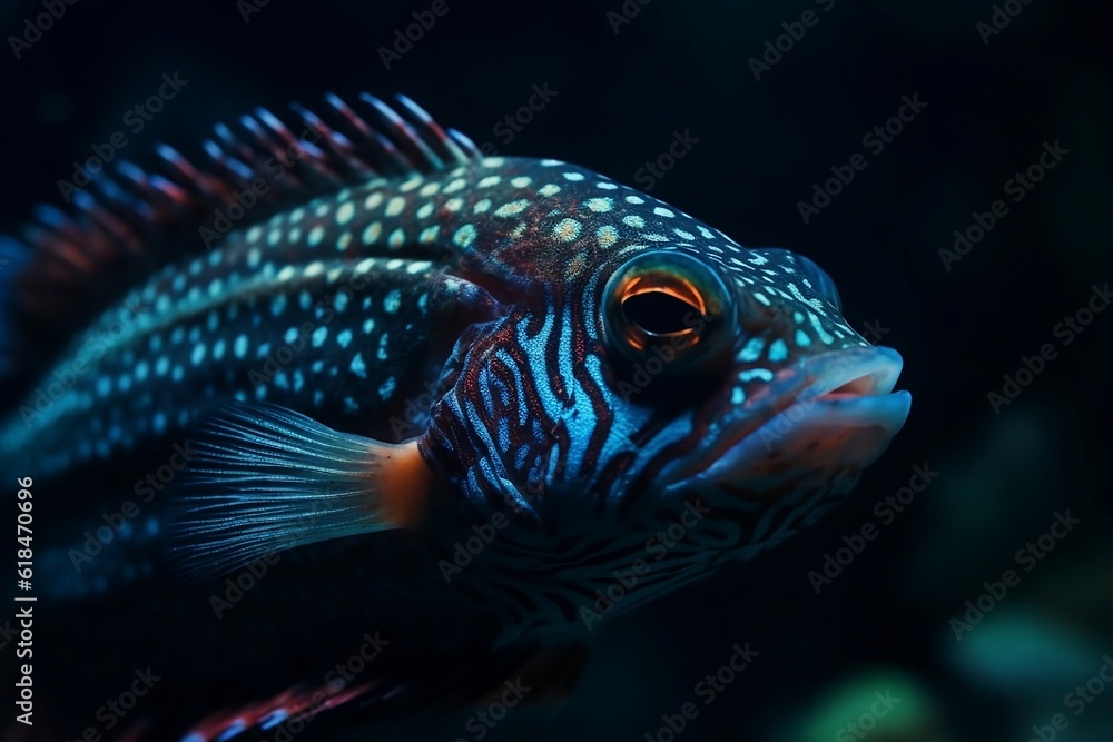 A beautiful fish swims at the bottom of the sea. A beautiful fish swims at the bottom of the sea.