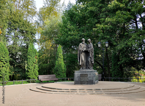 Russia, Kirov region, Kirov, August 18, 2021: Monument to Peter and Fevronia Muromsky in the Alexander Garden