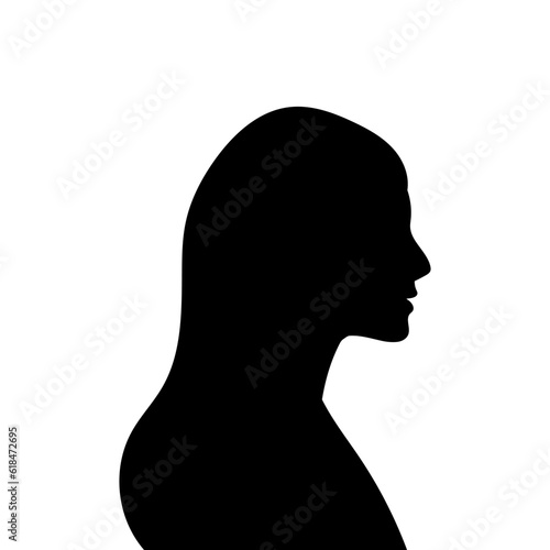 Woman avatar profile. Vector silhouette of a woman's head or icon isolated on a white background. Symbol of female beauty.