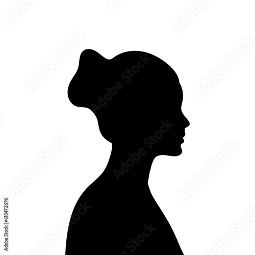 Woman avatar profile. Vector silhouette of a woman's head or icon isolated on a white background. Symbol of female beauty.