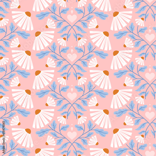 Seamless vector floral pattern with daisies