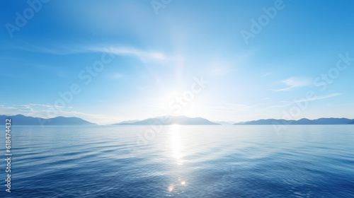 summer background with copyspace of sea and blue sky