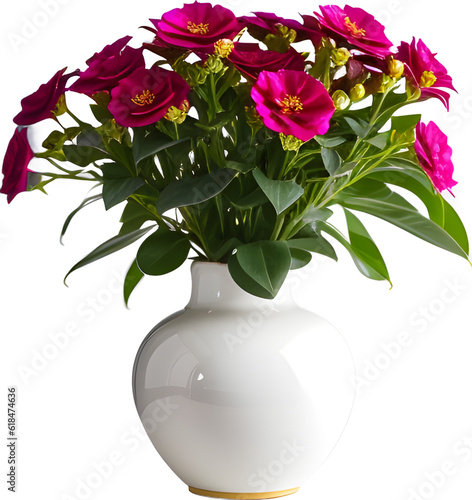 vase decoration bouquet flowers planted in a pot on a white png background