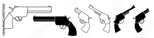 Revolver icon vector set. weapon illustration sign collection. pistol symbol or logo.