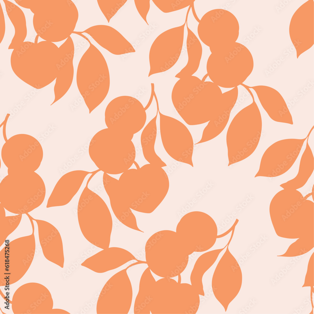 Vector seamless pattern with peach branches