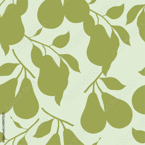 Vector seamless pattern with pear branches