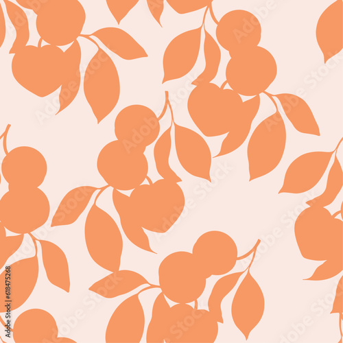 Vector seamless pattern with peach branches