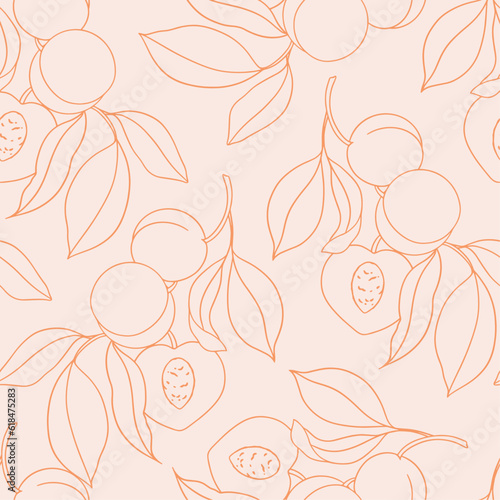 Vector seamless pattern with peach branches