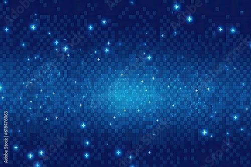 Blue pixel beautiful background with glowing stars.