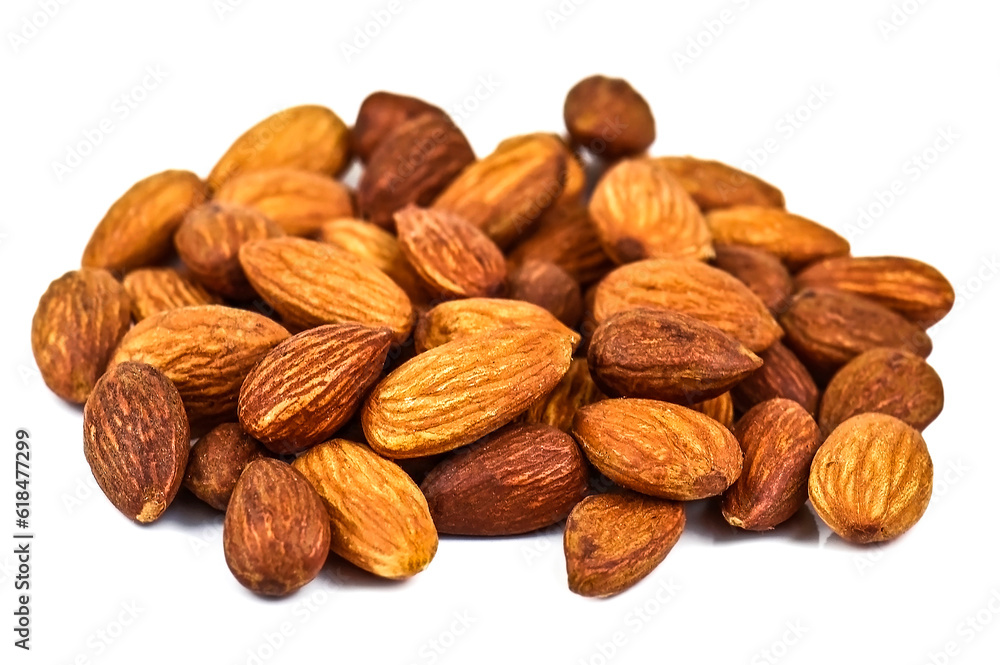 Heap of delicious almonds on white background Heap of delicious almonds on white background