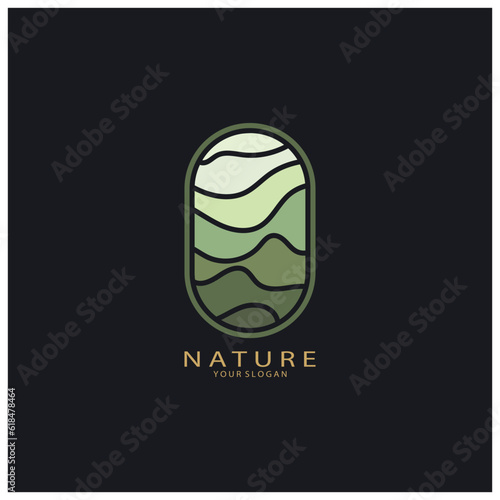 Nature vector logo. with trees, rivers, seas, mountains, business emblems, travel badges, ,ecological health,