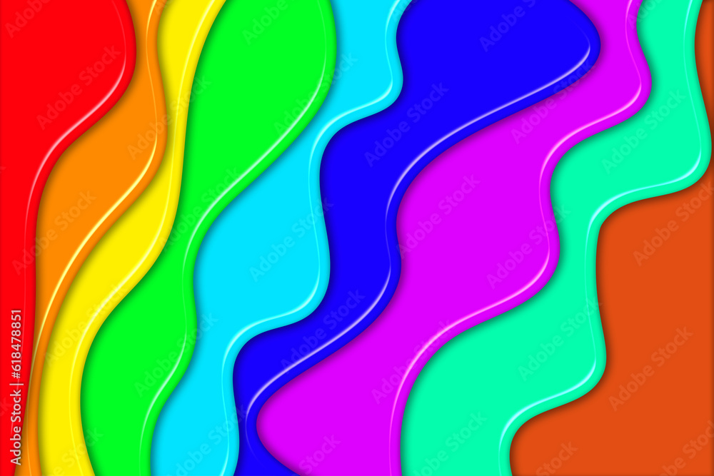 Smooth artistic background with wavy colors of different colors. Illustration with the effect of liquid paint of different colors of the rainbow. Smooth artistic background with wavy colors of different colors. Illustration with the effect of liquid paint of different colors of the rainbow.